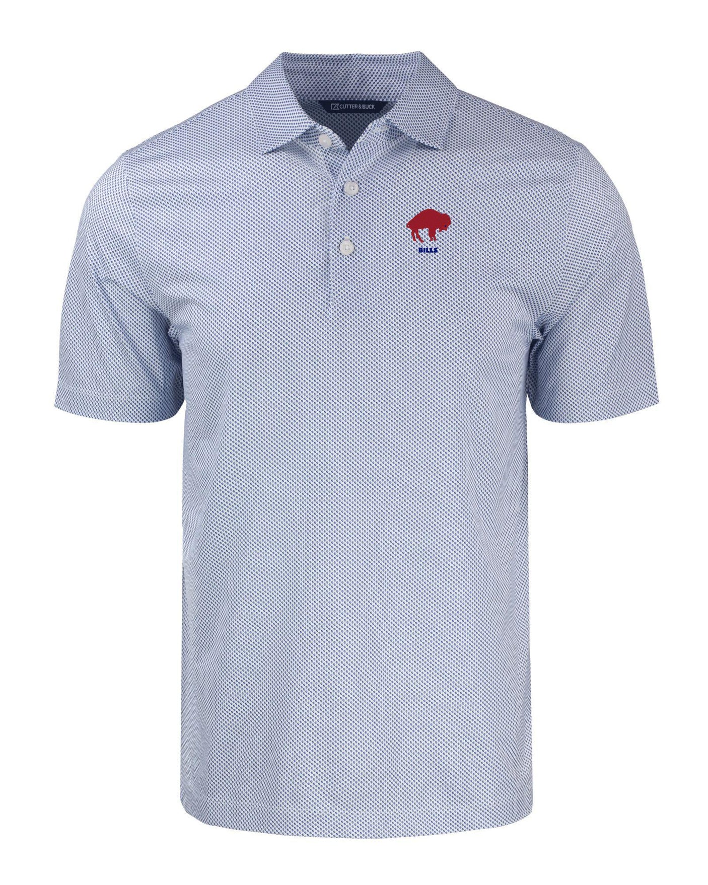Bills Cutter and Buck Men's White Pike Eco Symmetry Print Recycled Polo