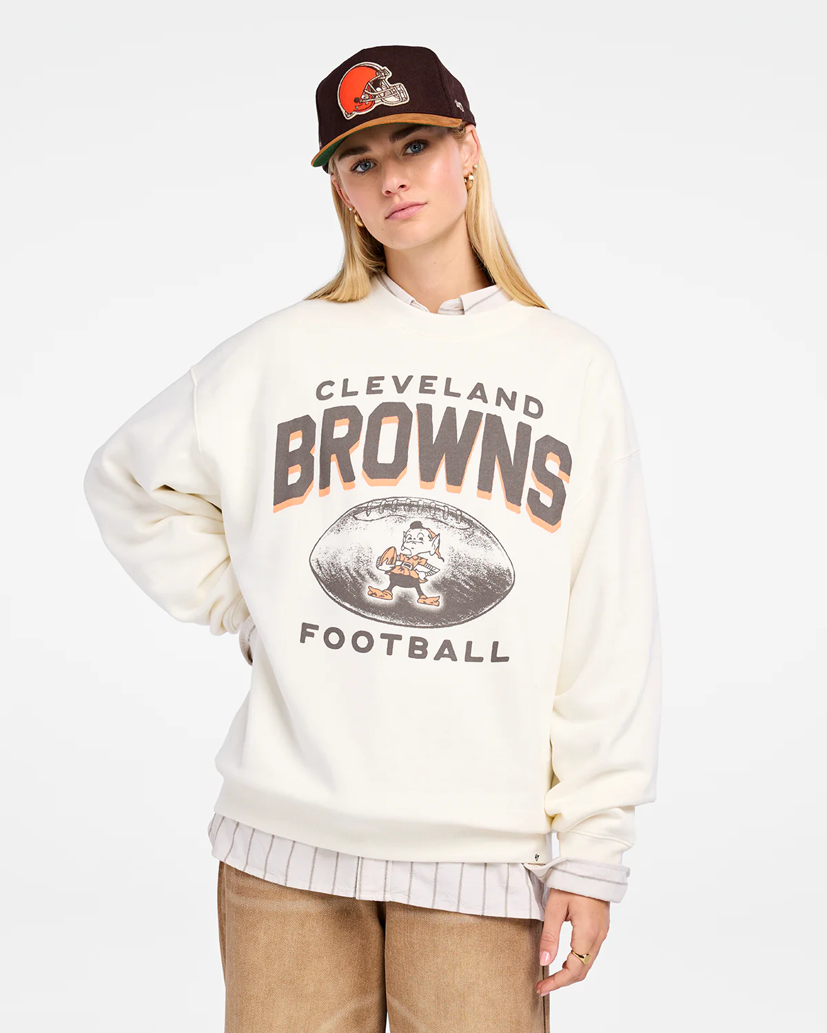 Browns 2025 '47 Brand Women's Arch Cloud Oversized Crewneck