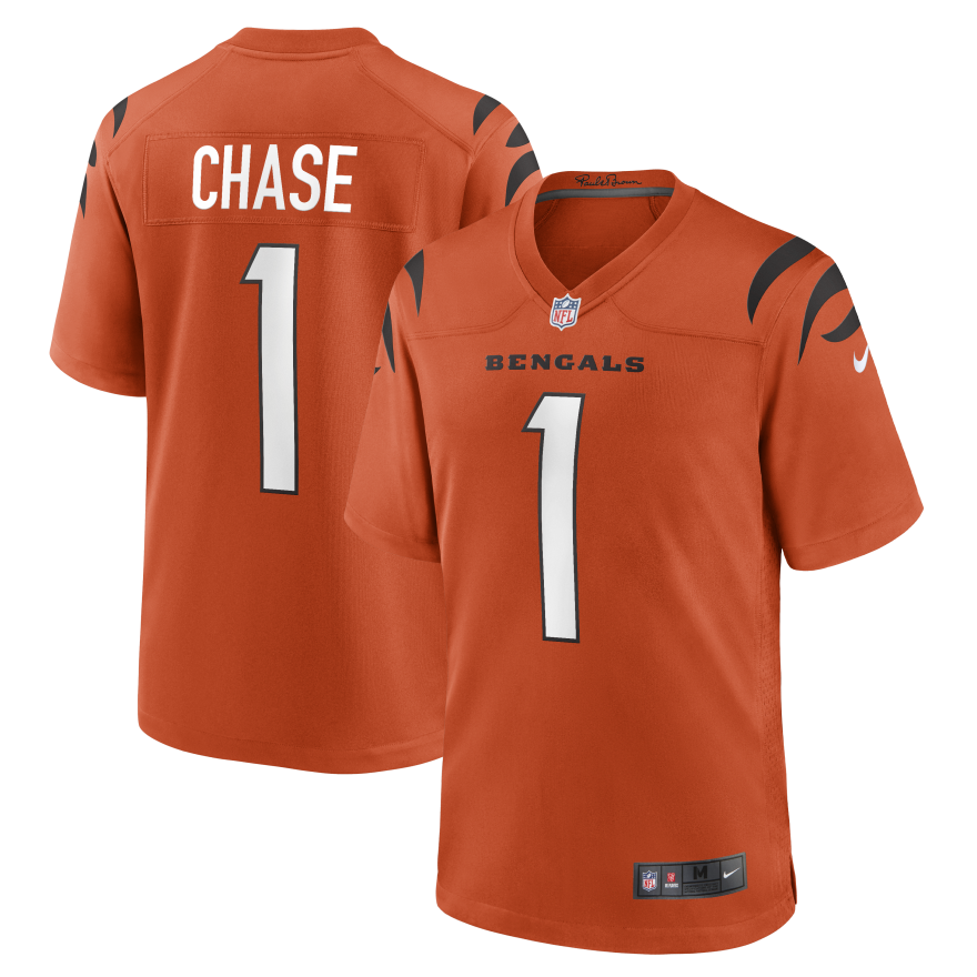 Bengals Ja'marr Chase Men's Orange Alternate Nike Game Jersey