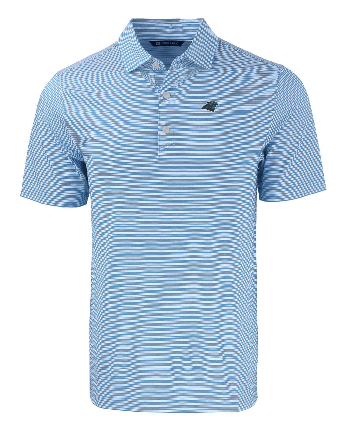 Panthers Cutter and Buck Men's Blue Forge Eco Double Stripe Recycled Polo
