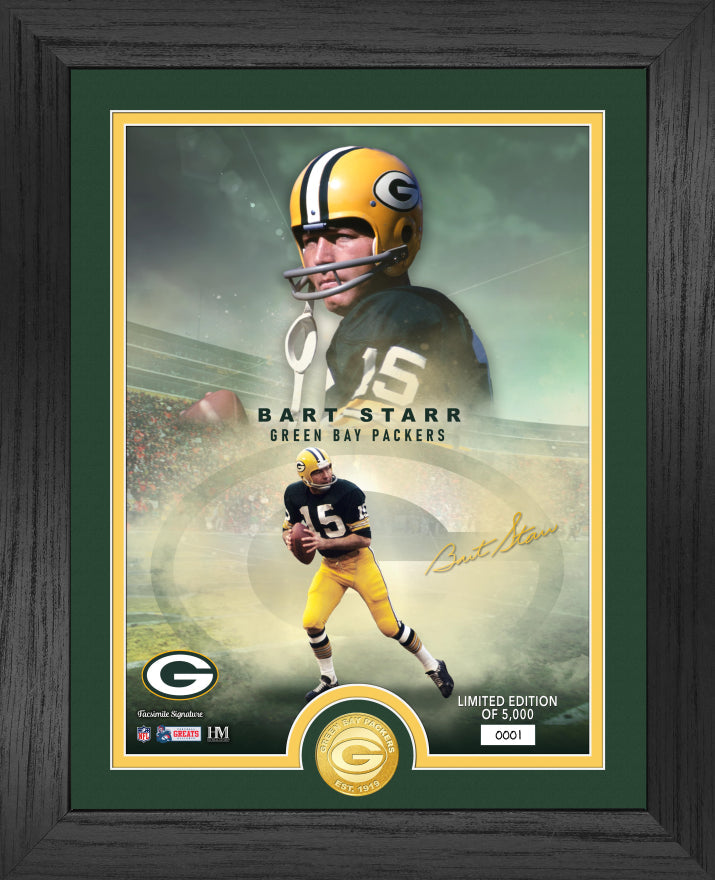 Green Bay Packers Bart Starr NFL Legends Bronze Coin Photo Mint