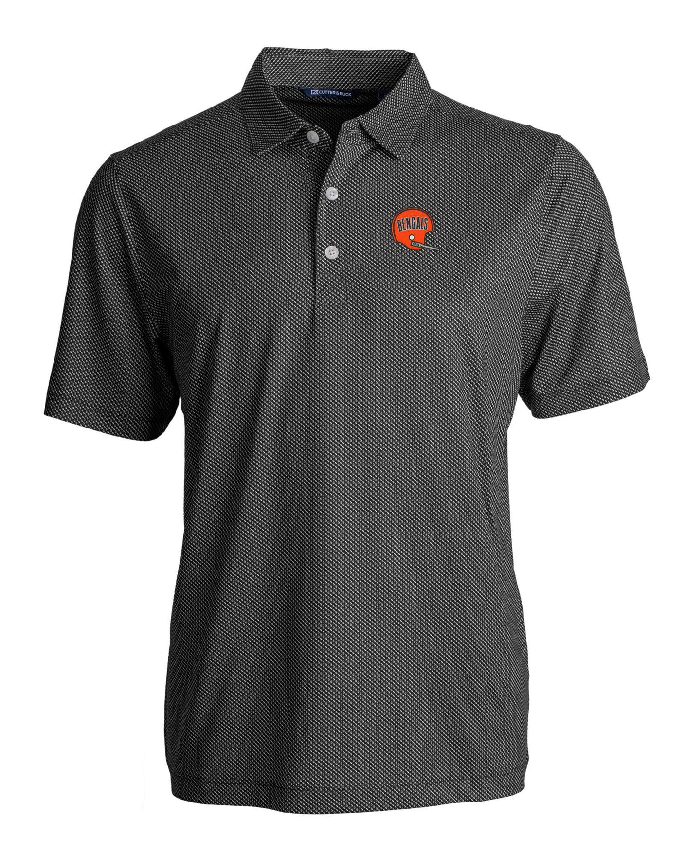 Bengals Cutter and Buck Men's Black Pike Eco Symmetry Print Recycled Polo