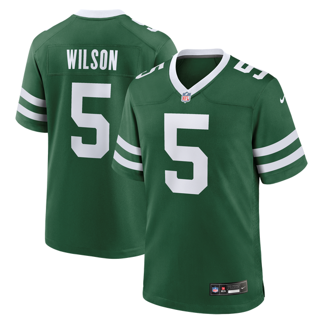 Jets Garrett Wilson Nike Men's Green Game Jersey