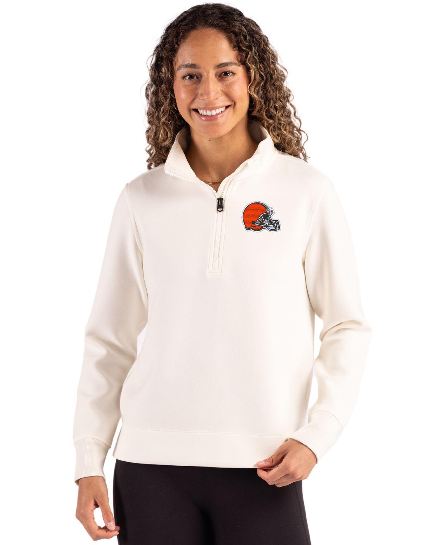 Browns Cutter & Buck Women's Roam Eco Quarter Zip Pullover