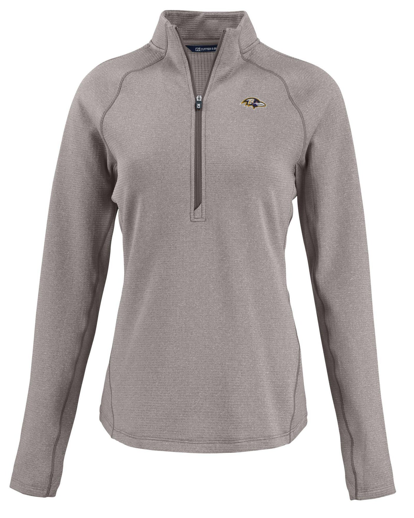 Ravens Cutter and Buck Women's Grey Peshastin Eco Fleece Half Zip Pullover
