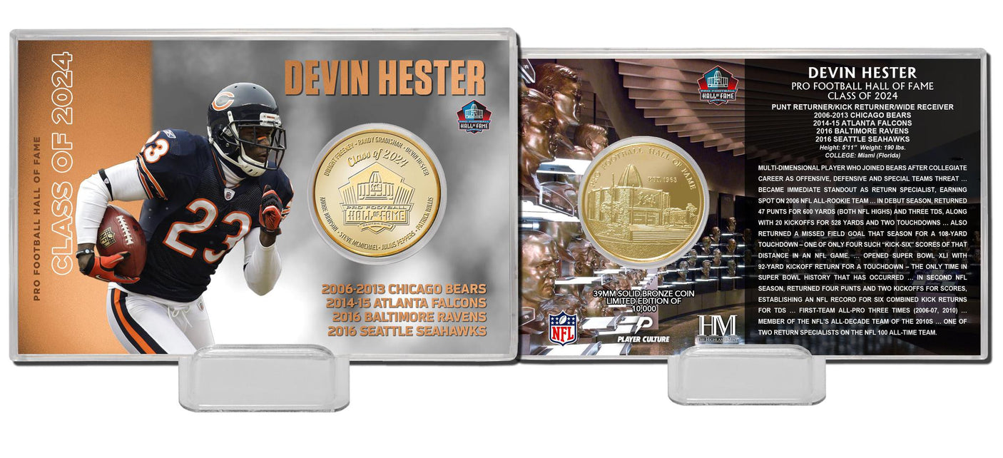 Devin Hester Class of 2024 Bronze Coin Card- DS
