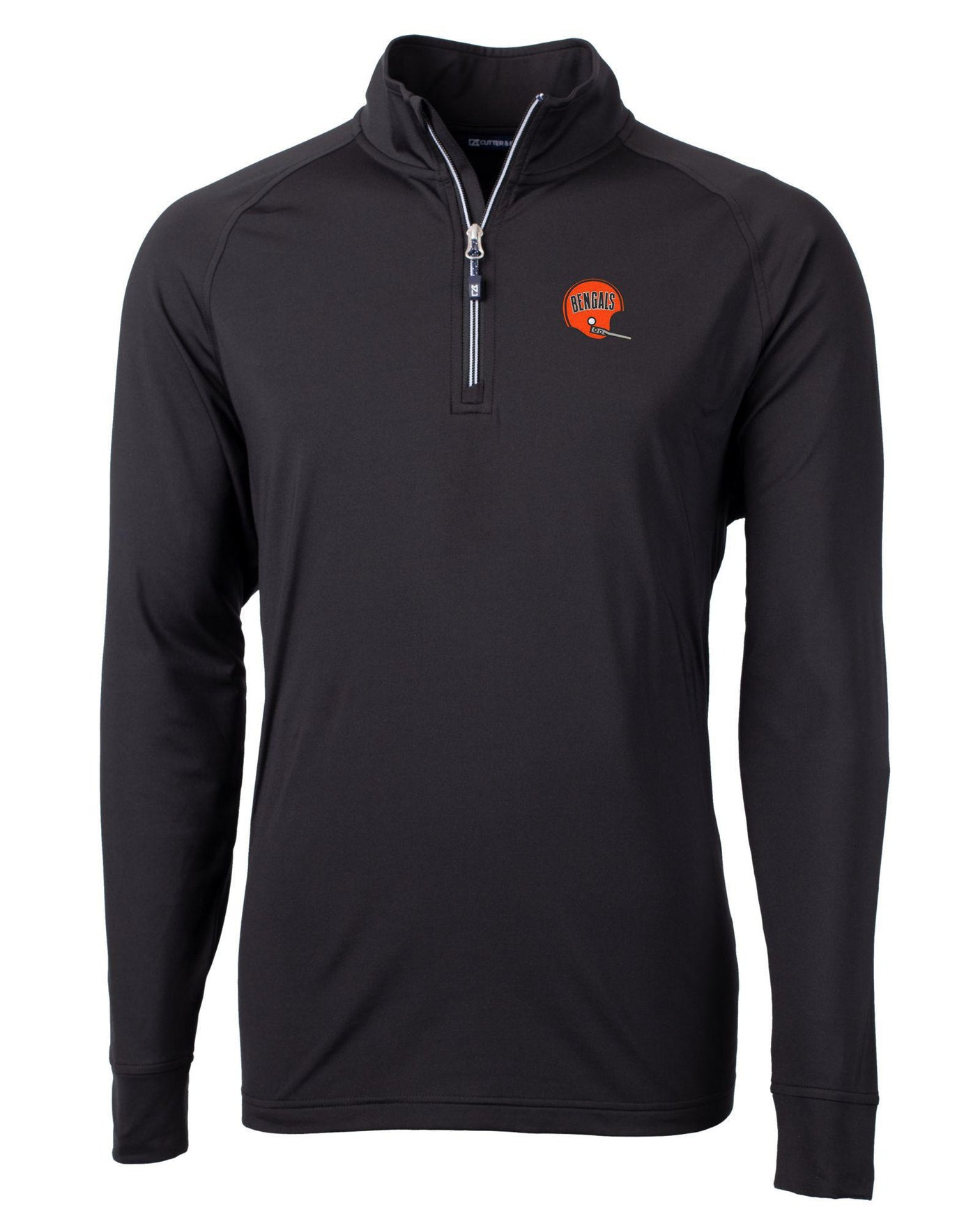 Bengals Cutter and Buck Men's Black Adapt Eco Knit Quarter Zip Pullover