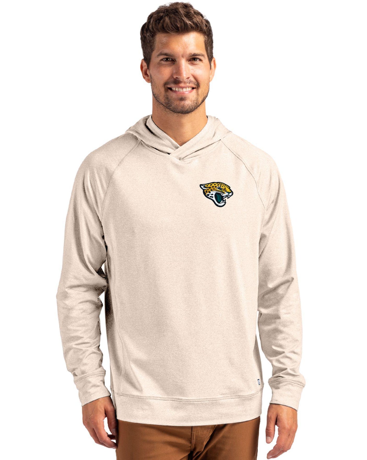 Jaguars Cutter & Buck Men's Adapt Eco Heather Hooded Pullover