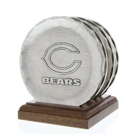 Bears 4-Piece Aluminum Coaster Set with Caddy