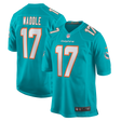 Dolphins Jaylen Waddle Men's Aqua Nike Game Jersey
