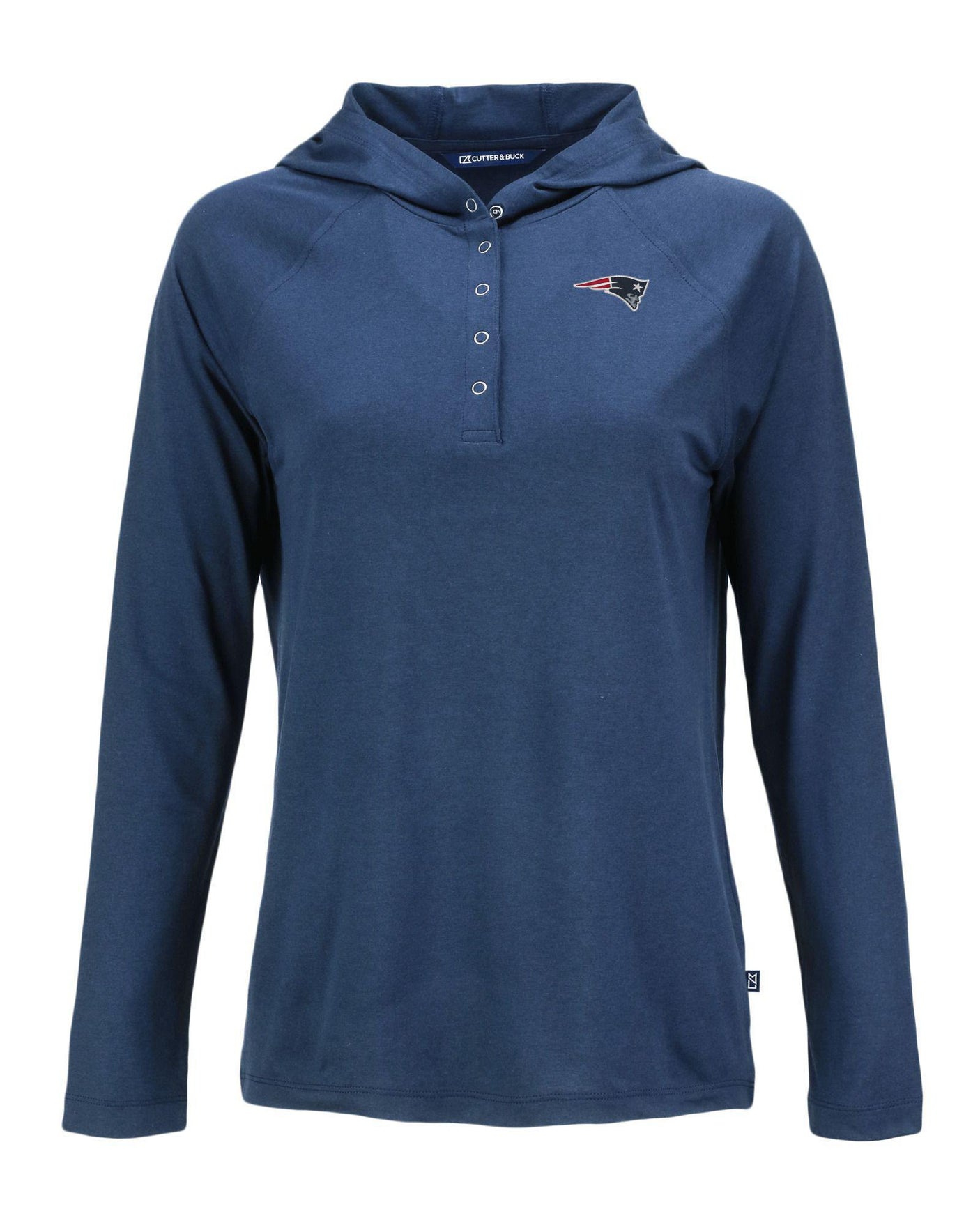 Patriots Cutter and Buck Women's Navy Coastline Epic Comfort Eco Hooded Shirt