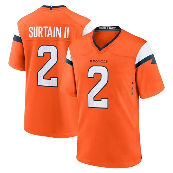 Broncos Patrick Surtain II Nike Men's Orange Game Jersey