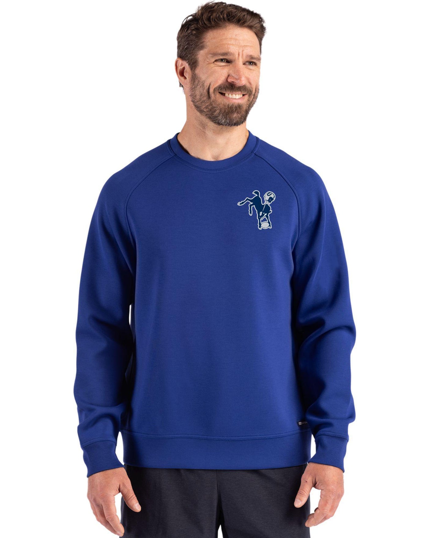Colts Cutter & Buck Men's Throwback Logo Roam Eco Crew Neck Pullover