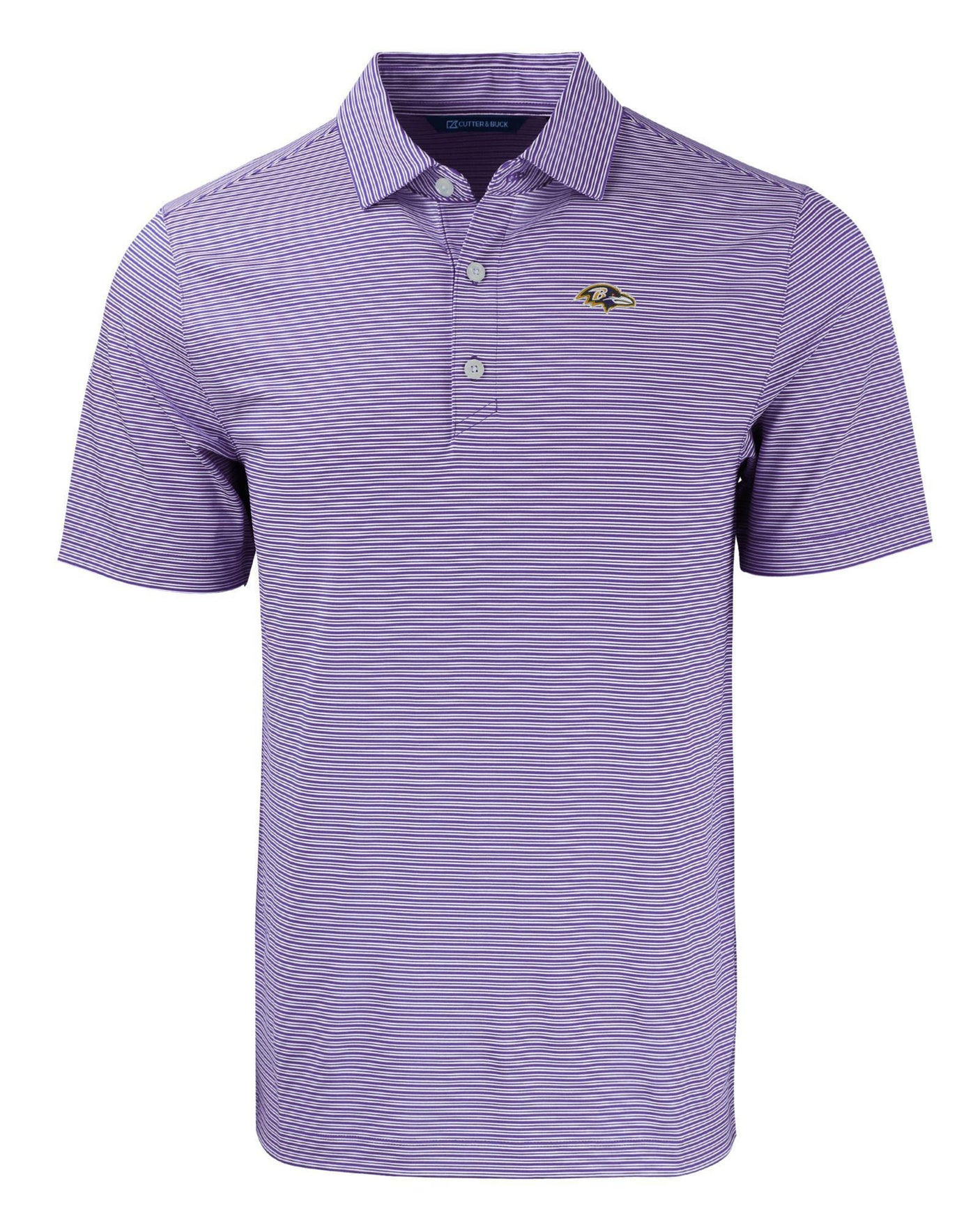 Ravens Cutter and Buck Men's Purple Forge Eco Double Stripe Recycled Polo