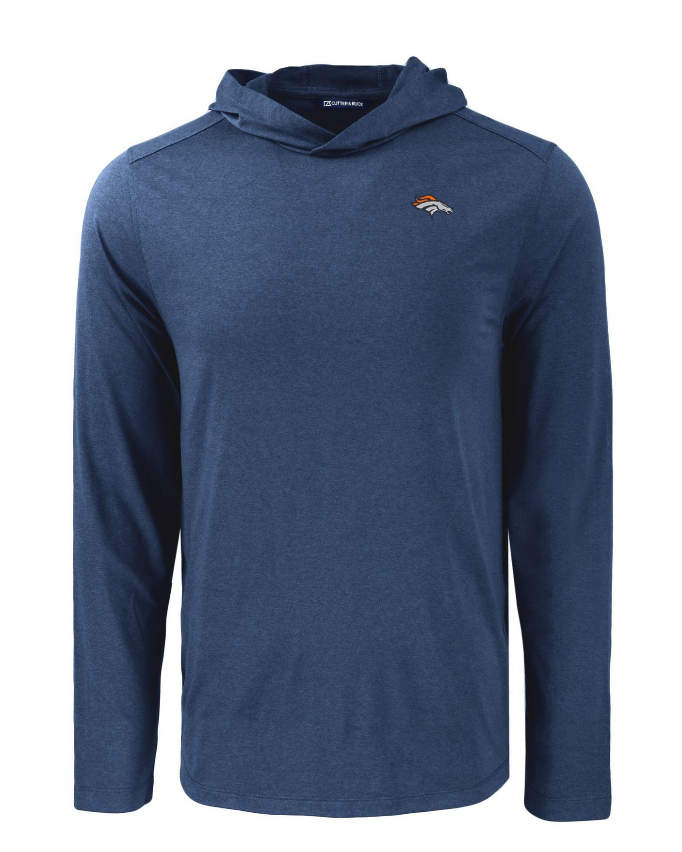 Broncos Cutter and Buck Men's Navy Coastline Epic Comfort Eco Hooded Shirt
