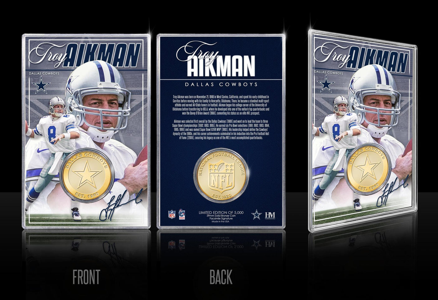 Cowboys Troy Aikman Bronze Coin Card