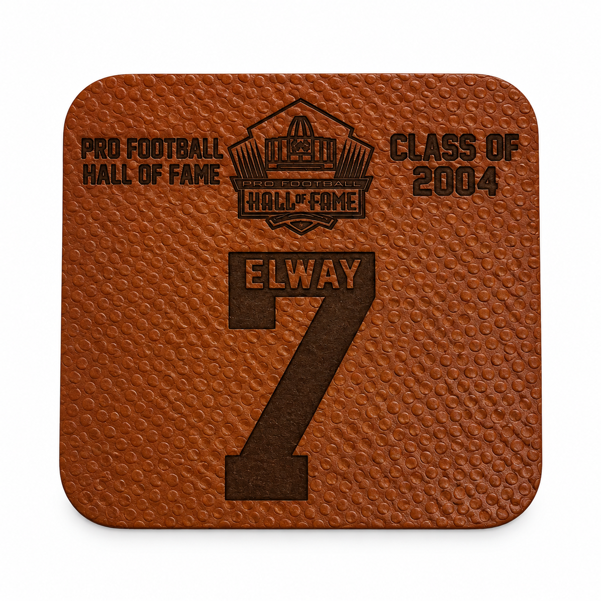 John Elway Leather Player Coaster Pro Football Hall of Fame