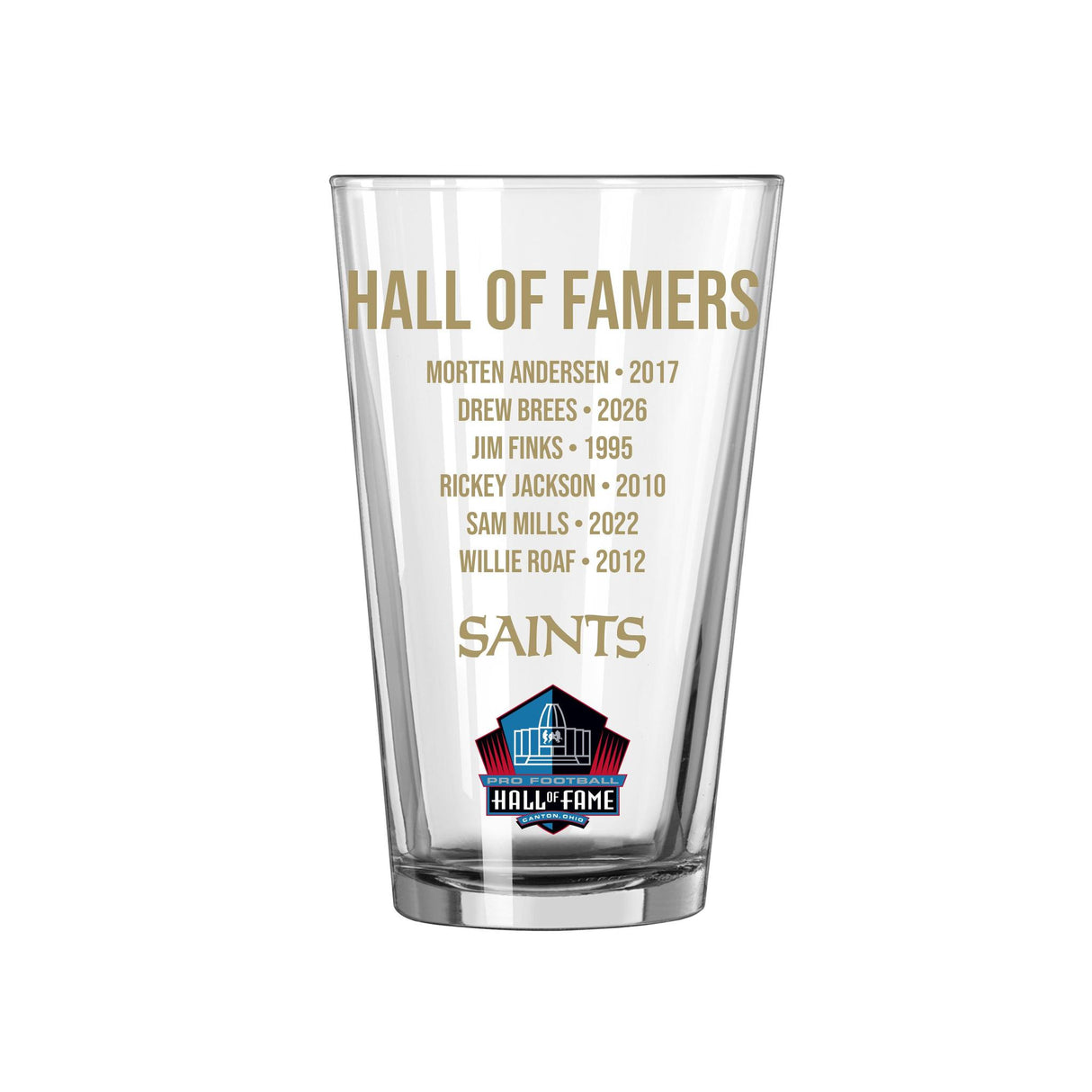 Saints 2026 Hall of Famer Pint Glass