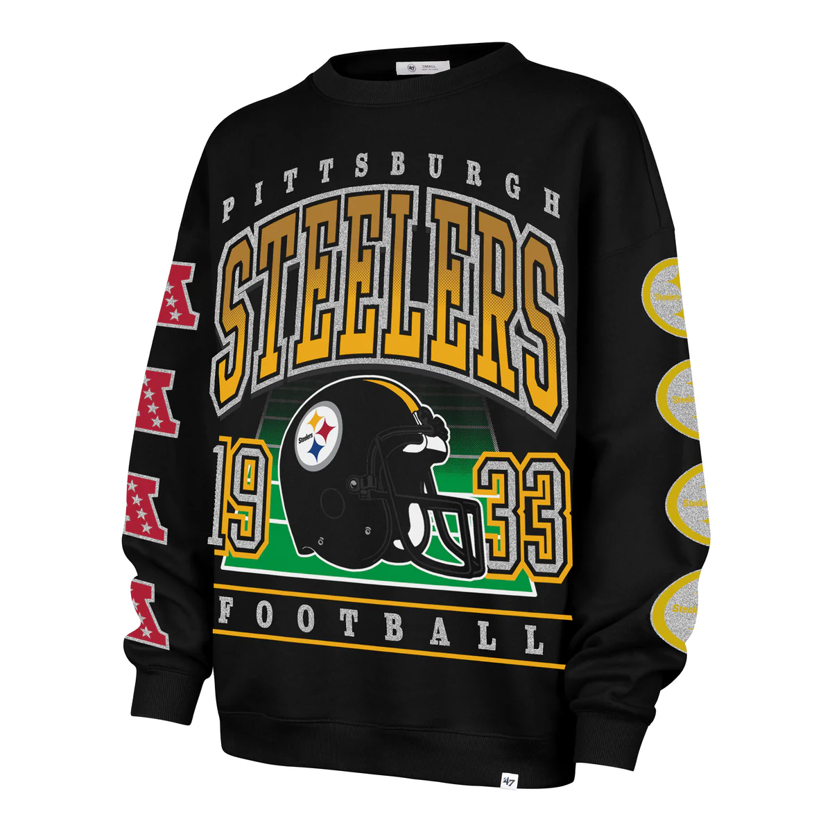 Steelers 2025 '47 Brand Women's Go Big Oversized Crewneck
