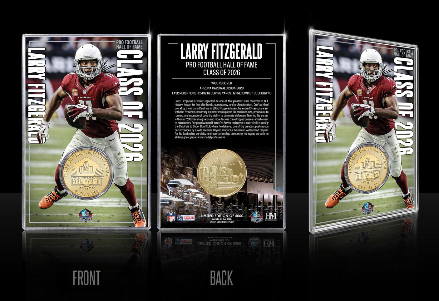 Larry Fitzgerald Class of 2026 Hall of Fame Induction Bronze Coin Card - DS
