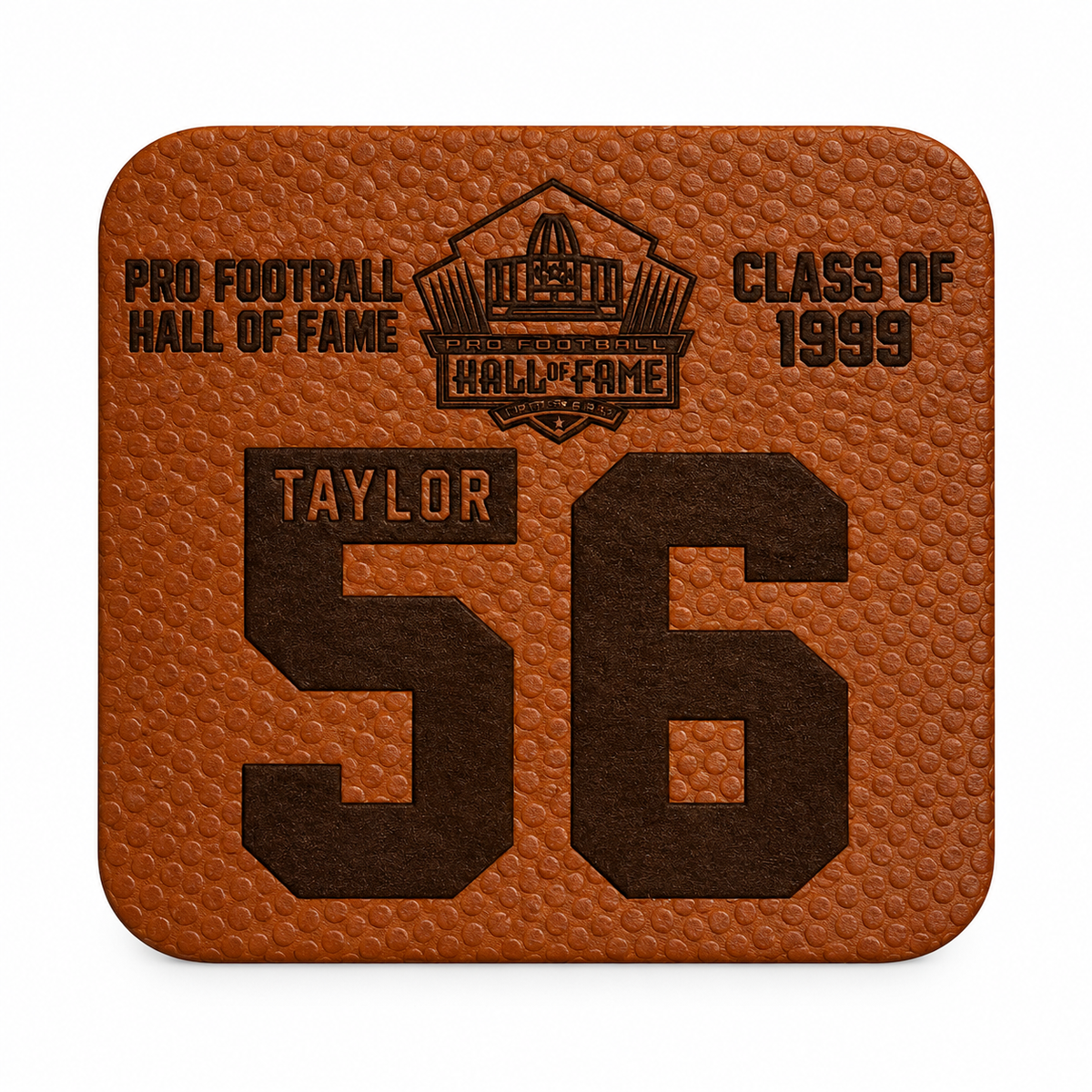 Lawrence Taylor Leather Player Coaster Pro Football Hall of Fame