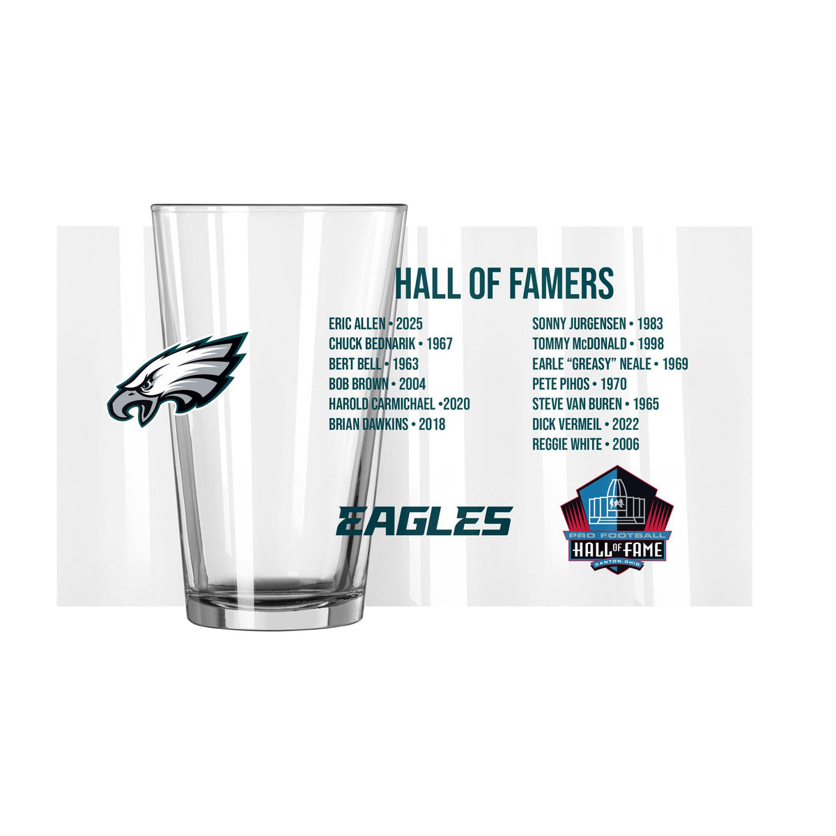 Eagles Hall of Famer Pint Glass Pro Football Hall of Fame