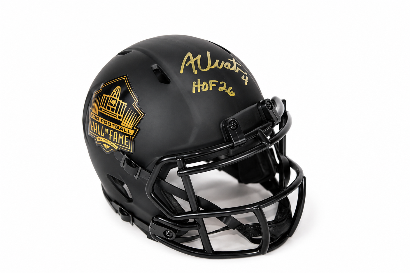 Adam Vinatieri Autographed Hall of Fame Black Mini Helmet with HOF Inscription