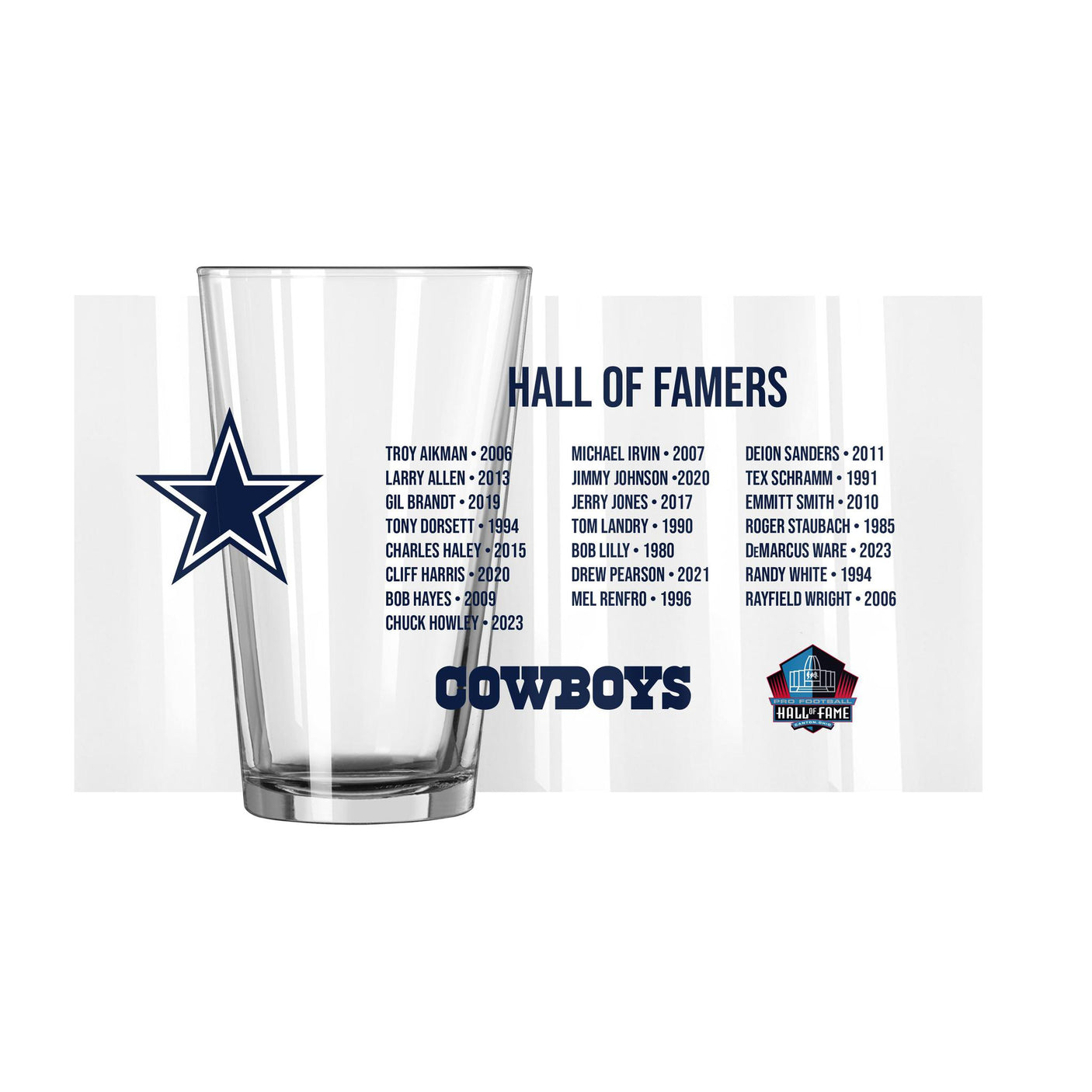 Cowboys Hall of Famer Pint Glass