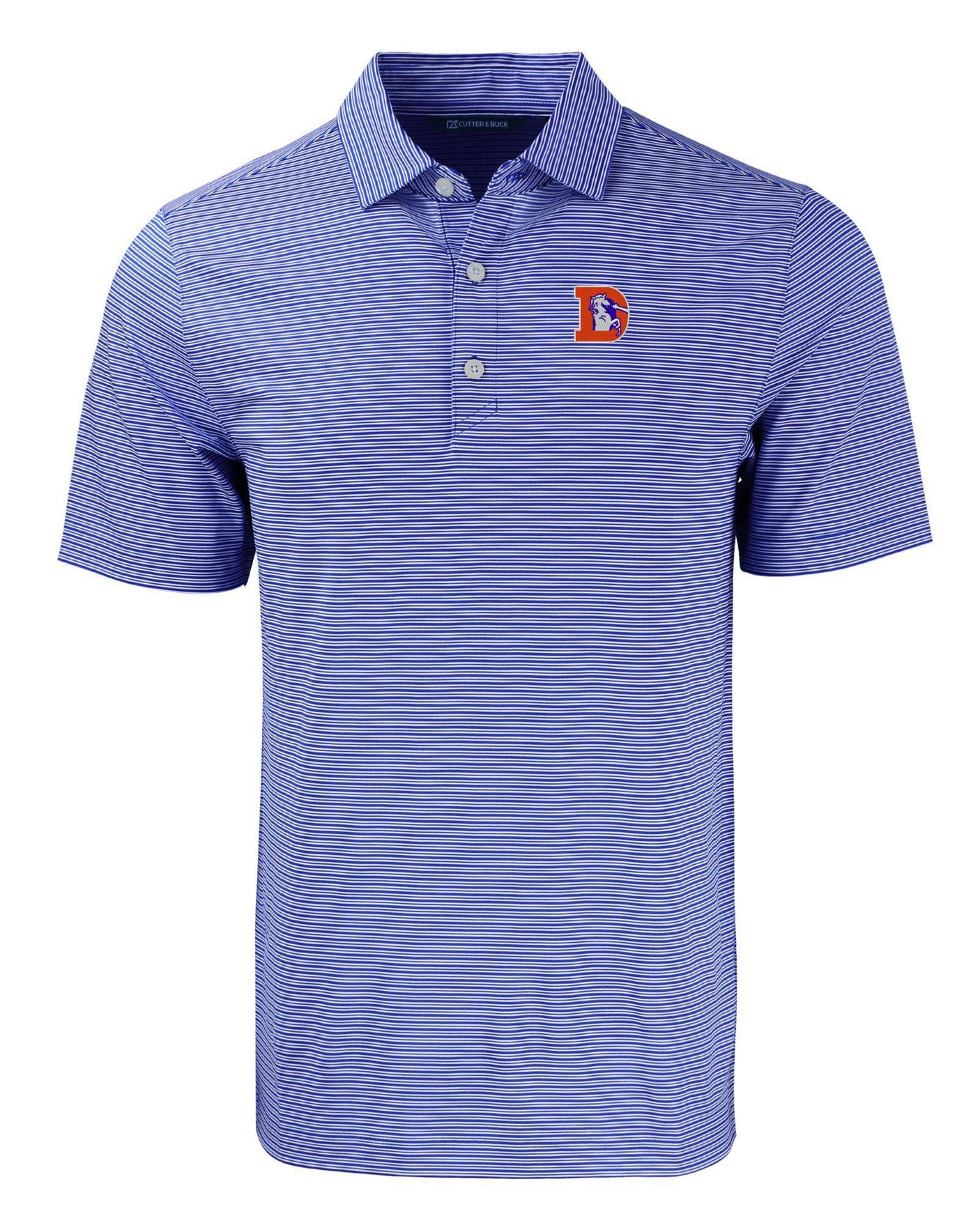 Broncos Cutter and Buck Men's Blue Forge Eco Double Stripe Recycled Polo