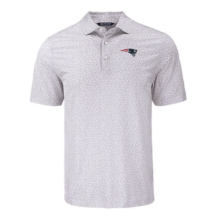 Patriots Cutter and Buck Men's Grey Pike Eco Flora Print Polo