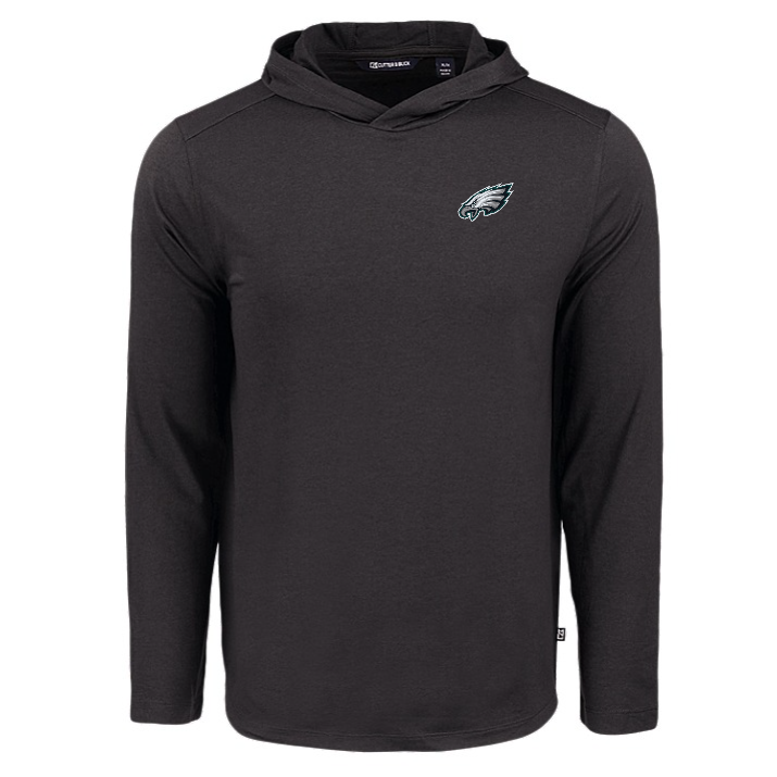 Eagles Cutter and Buck Men's Black Coastline Epic Comfort Eco Hooded Shirt