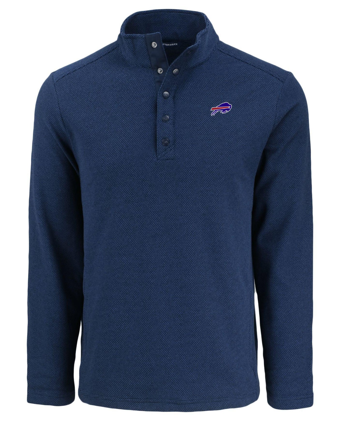 Bills Cutter and Buck Men's Navy Hunts Point Eco Fleece Snap Pullover