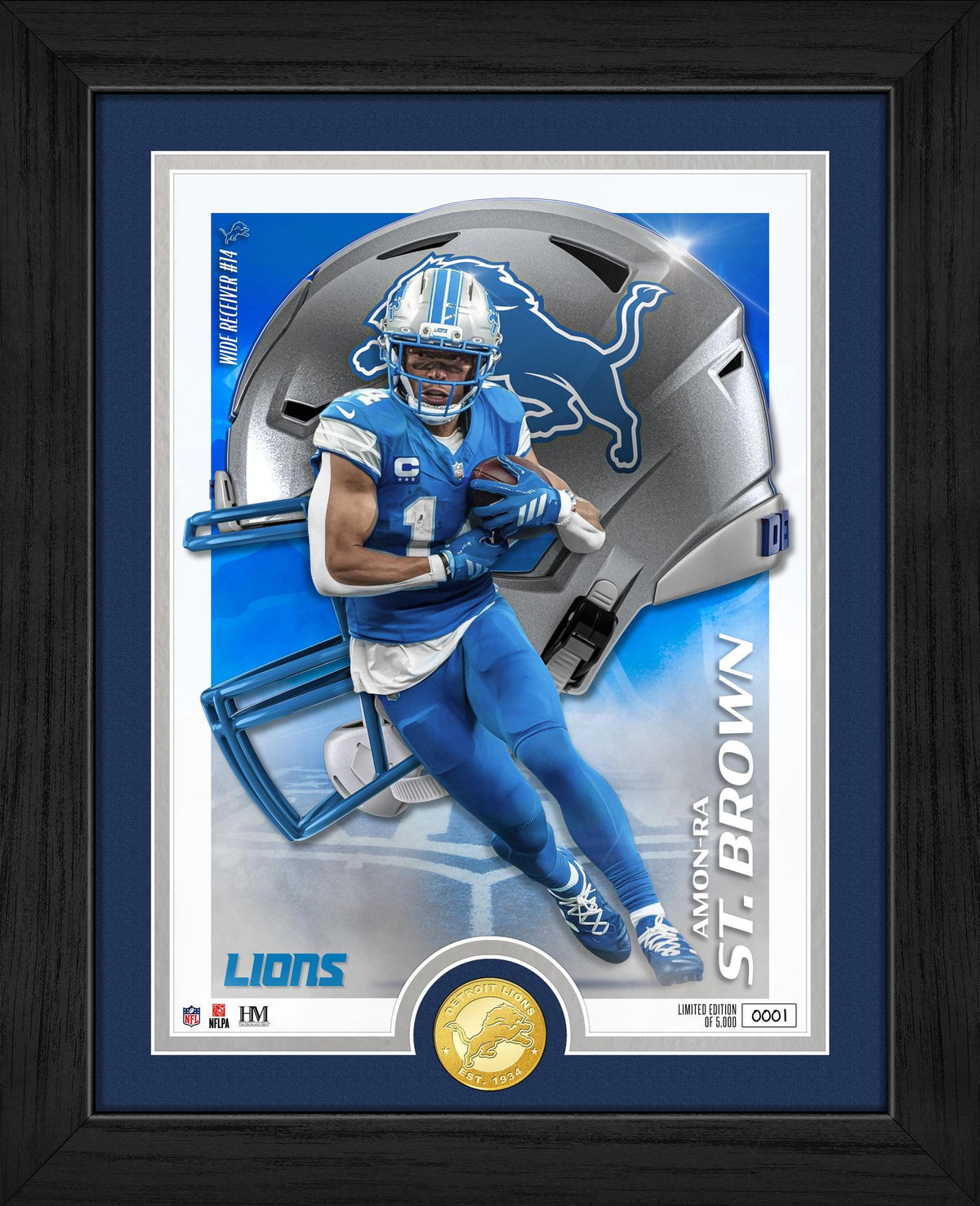 Lions Amon-Ra St. Brown Challenger Bronze Coin Photo Mint Pro Football Hall of Fame