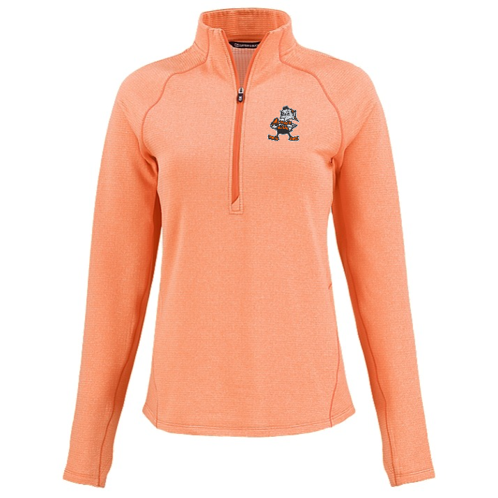 Browns Cutter and Buck Women's Orange Peshastin Eco Fleece Half Zip Pullover