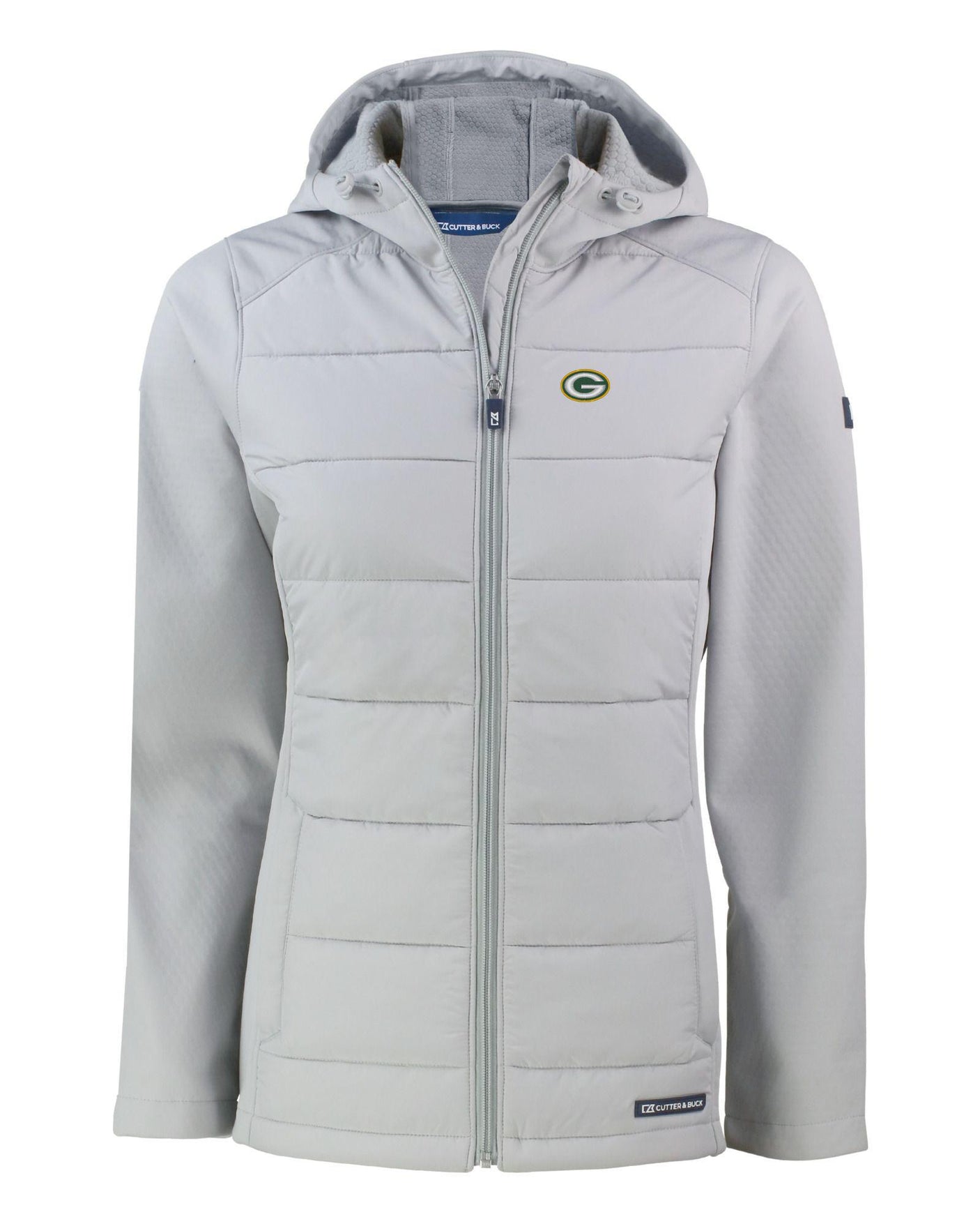 Packers Cutter and Buck Women's Concrete Evoke Eco Hybrid Hooded Jacket