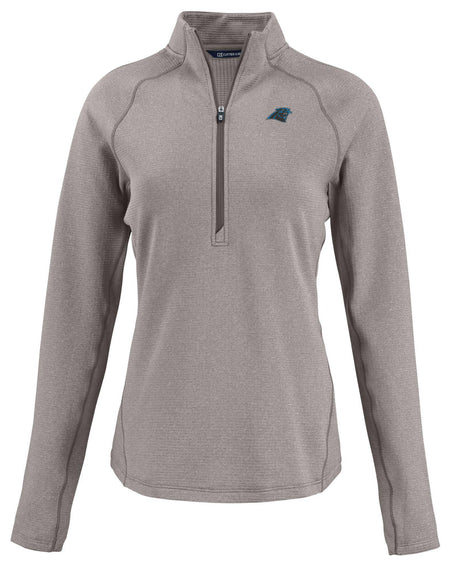 Panthers Cutter and Buck Women's Grey Peshastin Eco Fleece Half Zip Pullover