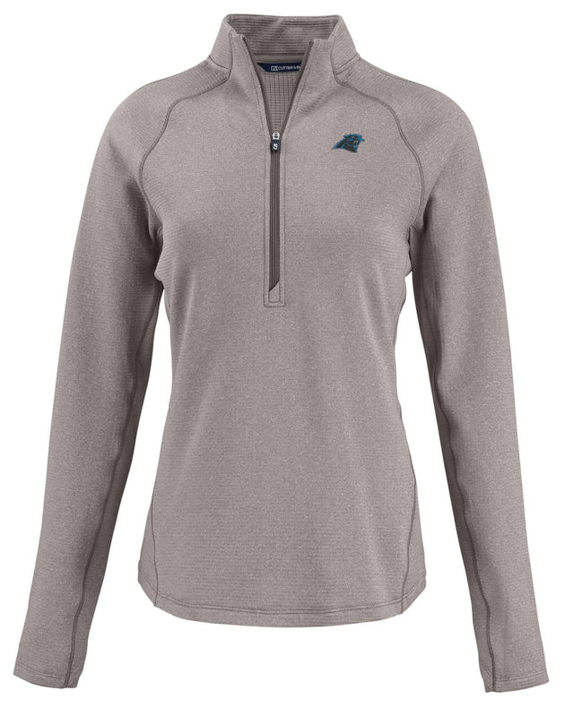 Panthers Cutter and Buck Women's Grey Peshastin Eco Fleece Half Zip Pullover