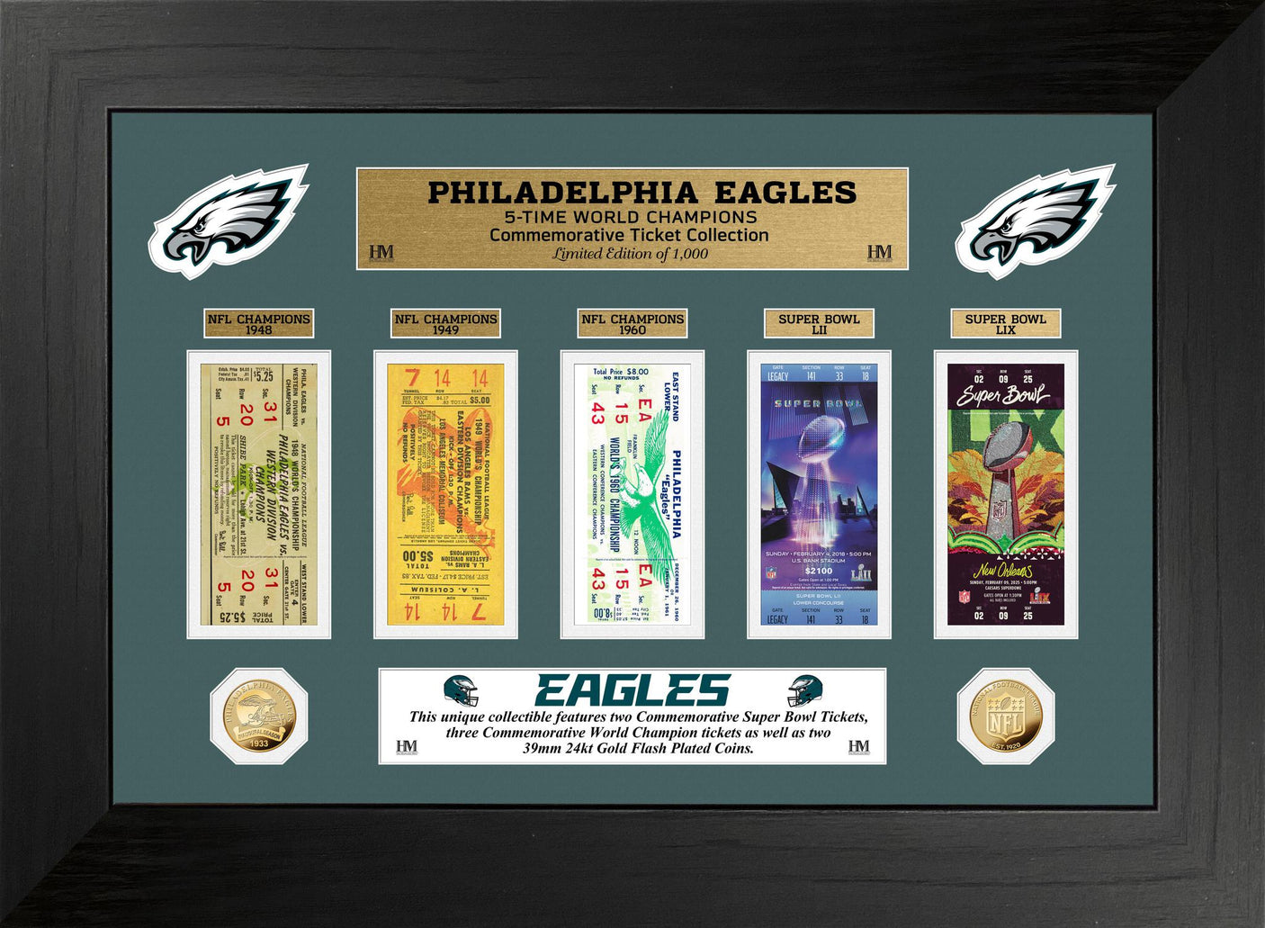 Eagles 5-Time World Champions Deluxe Ticket Photo Mint