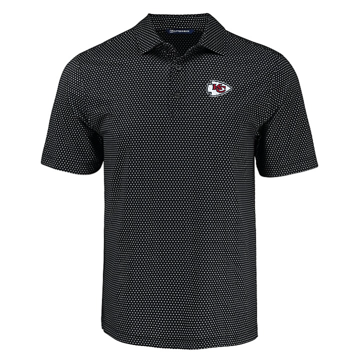 Chiefs Cutter and Buck Men's Black Pike Eco Shadow Check Print Polo