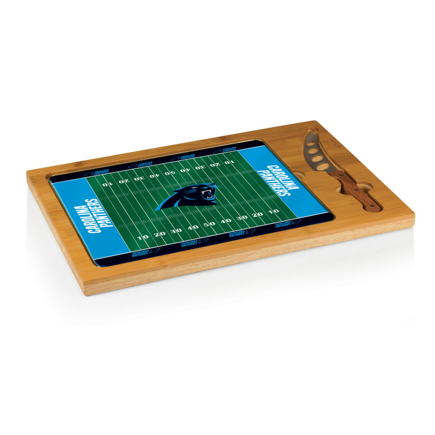 Panthers Icon Glass Top Cutting Board & Knife Set by Picnic Time Pro Football Hall of Fame