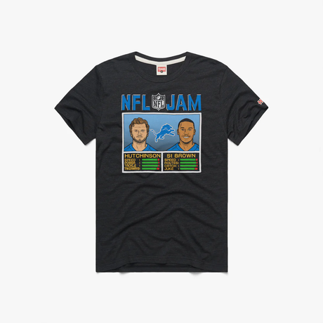 Lions 2025 Homage Men's NFL Jam Lions Hutchinson and St Brown T-Shirt