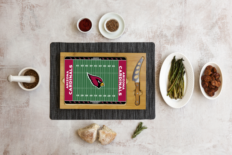 Cardinals Icon Glass Top Cutting Board & Knife Set by Picnic Time Pro Football Hall of Fame