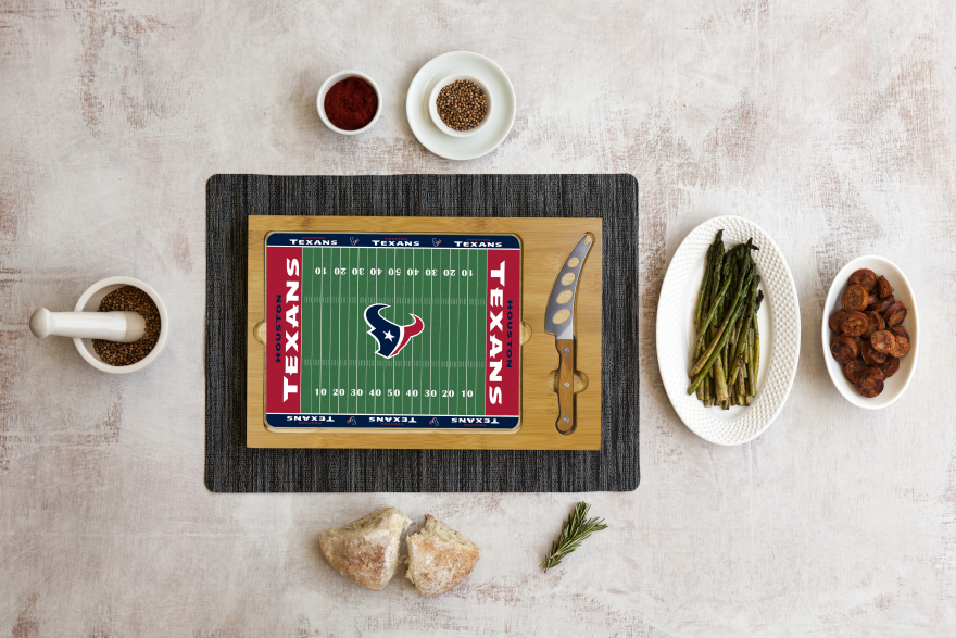Texans Icon Glass Top Cutting Board & Knife Set by Picnic Time Pro Football Hall of Fame