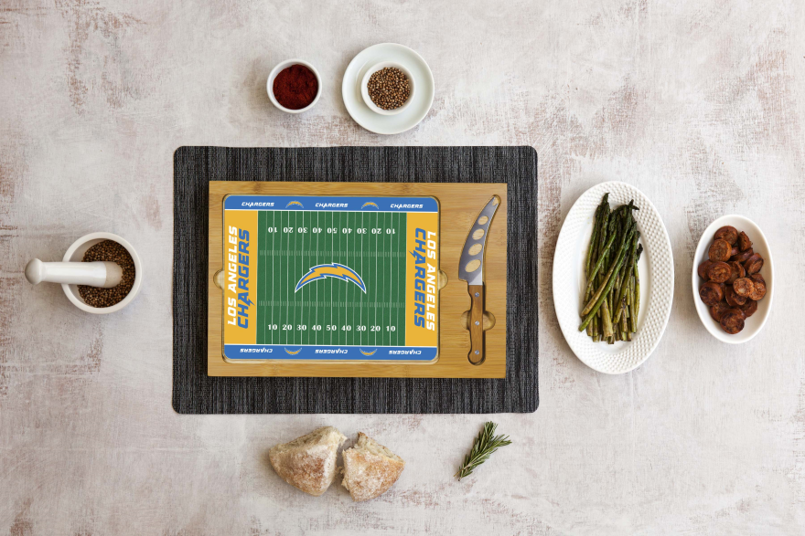 Chargers Icon Glass Top Cutting Board & Knife Set by Picnic Time