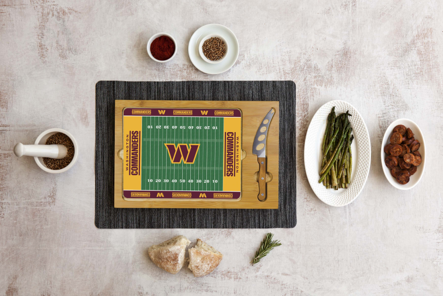 Commanders Icon Glass Top Cutting Board & Knife Set by Picnic Time Pro Football Hall of Fame