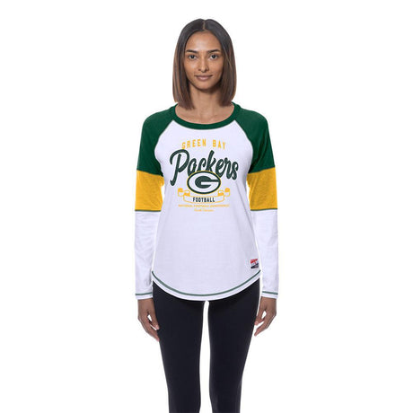 Packers 2025 New Era Women's White Long Sleeve T-Shirt