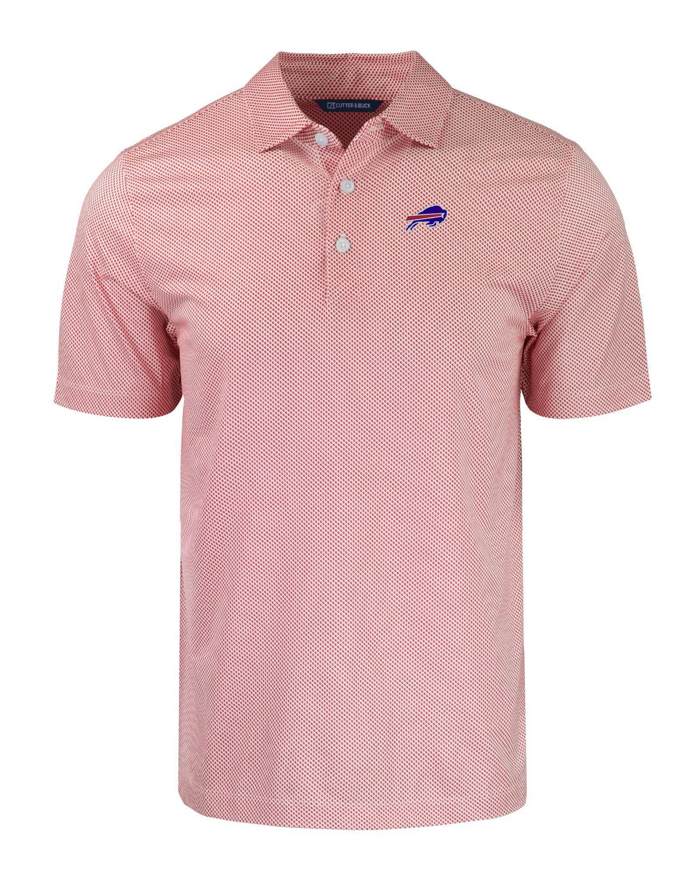 Bills Cutter and Buck Men's Red Pike Eco Symmetry Print Recycled Polo