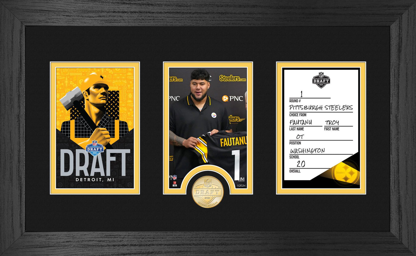 Steelers Troy Fautanu 2024 NFL Draft Card Bronze Coin Photo Mint