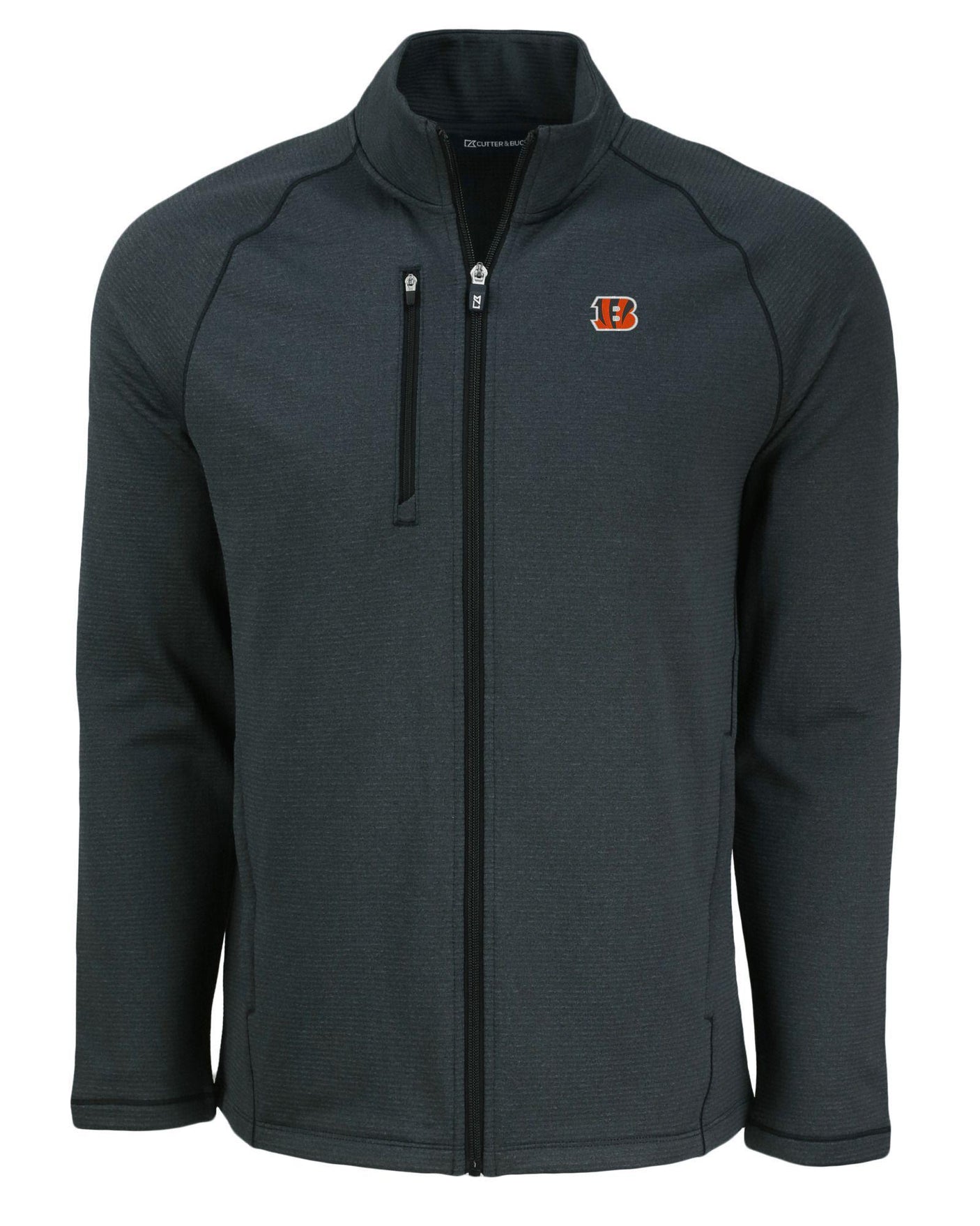 Bengals Cutter and Buck Men's Black Peshastin Eco Fleece Full Zip Jacket