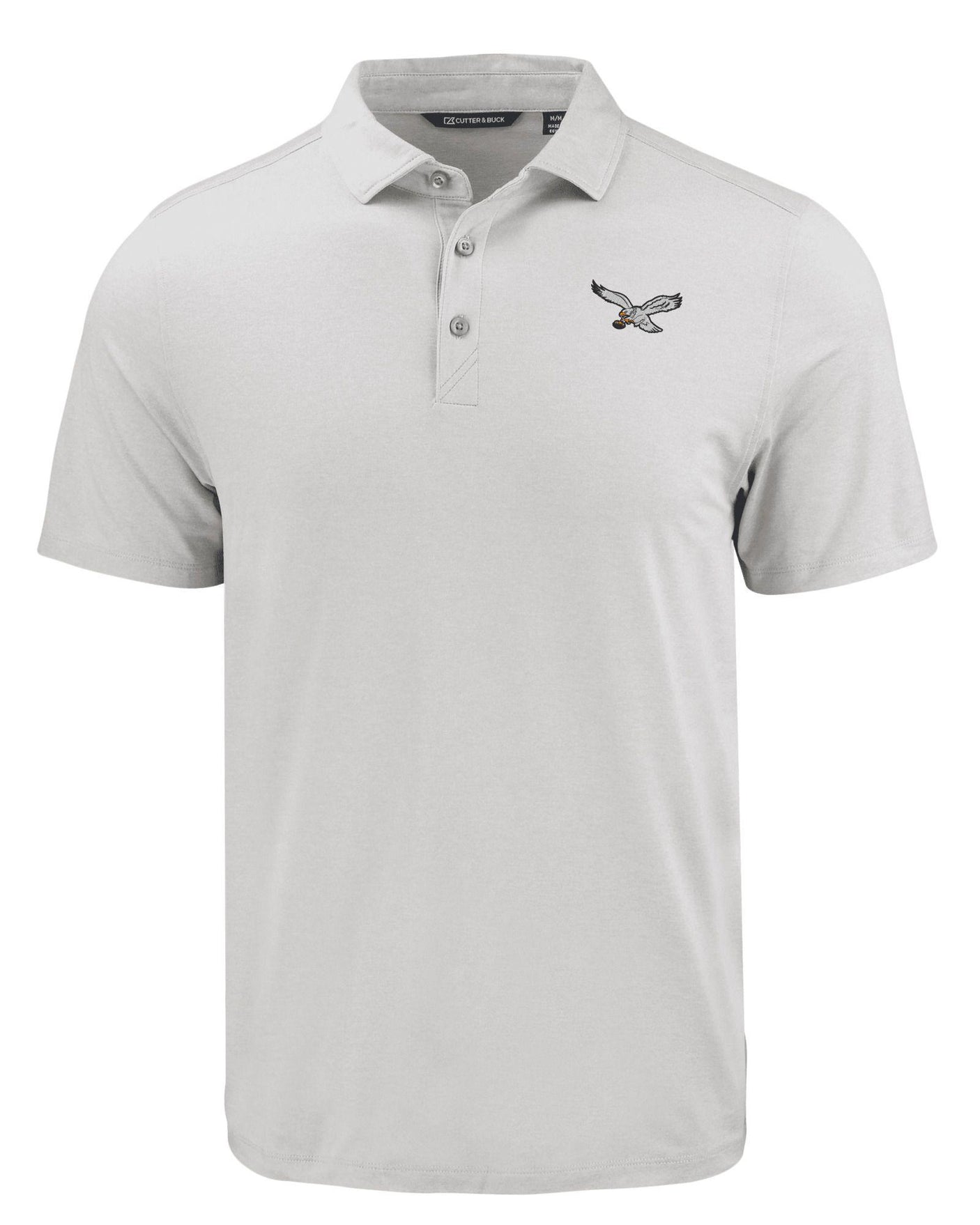 Eagles Cutter and Buck Men's Grey Coastline Epic Comfort Eco Polo